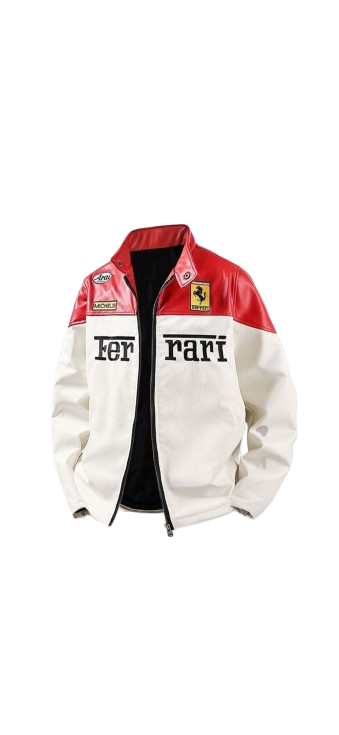 Ferrari White and Red Leather Jacket