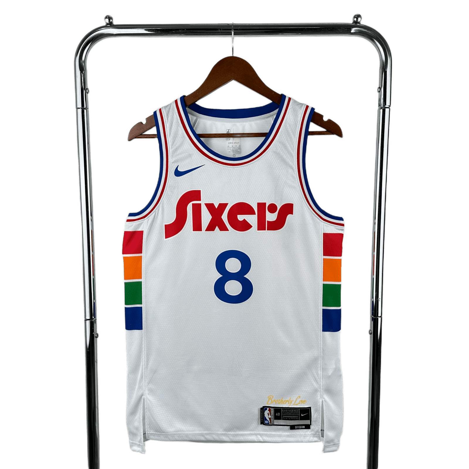 Philadelphia 76ers White Rainbow Side Jersey